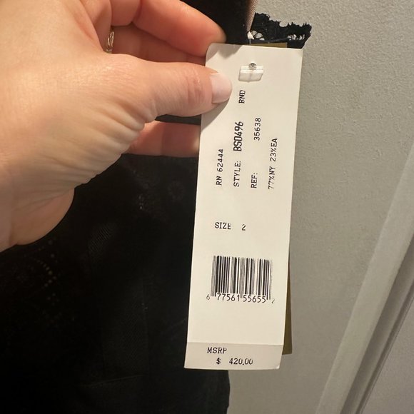 Nicole Miller New York Sleeveless V Neck Lace Dress - Daiquiri - Picture 9 of 10